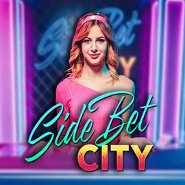 Side Bet City slot visual from Evolution available on spindogscasinos.com
